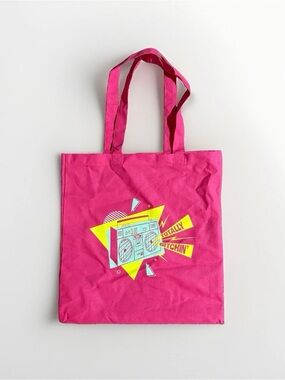 Hot Pink Graphic Boombox Tote Bag
